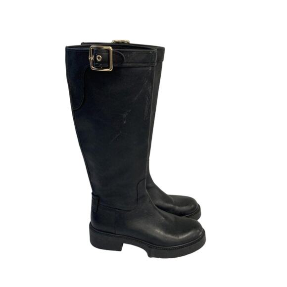 Coach Black CD53 Buckled Strap Lilli Boots Size 9 - Picture 2 of 6